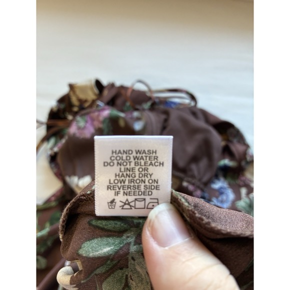 Good Luck Gem Slip Maxi Dress With Black Lace Sz M Brown Floral Y2K Dark Fairy - Picture 8 of 12